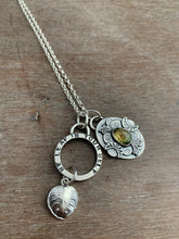 Load image into Gallery viewer, Tourmaline plant pun “be leaf in yourself” charm necklace set