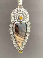 Load image into Gallery viewer, Montana agate Sacred Heart pendant