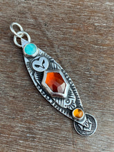 Load image into Gallery viewer, Owl pendant #5 Amazonite, Hessonite Garnet, and Citrine