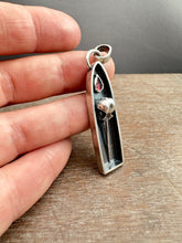 Load image into Gallery viewer, Silver Hummingbird skull and garnet