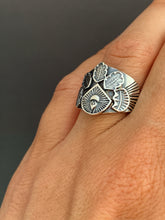 Load image into Gallery viewer, Small size 6 oak leaf and moon shield ring
