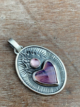 Load image into Gallery viewer, Rare Purple Leland Blue and Spinel Sacred Heart Pendant