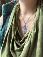 Load image into Gallery viewer, Tanzanite and turquoise Shield pendant