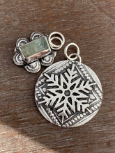 Load image into Gallery viewer, Snowflake and aquamarine Charm set