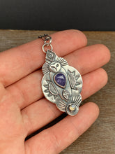 Load image into Gallery viewer, Owl pendant - Tanzanite and labradorite