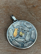Load image into Gallery viewer, Silver fish parable pendant with labradorite