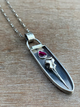 Load image into Gallery viewer, Hummingbird skull and garnet
