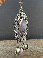 Load image into Gallery viewer, Kammererite with amethyst and jingles necklace