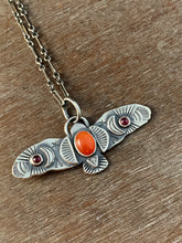 Load image into Gallery viewer, Owl pendant with carnelian and garnets
