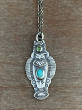 Load image into Gallery viewer, Owl pendant #8 -Amazonite and Serpentine
