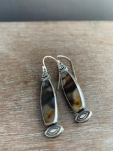Load image into Gallery viewer, Montana agate eye and moon earrings
