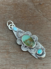 Load image into Gallery viewer, Peruvian Opal with Larimar and Amazonite Moon Pendant