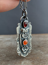 Load image into Gallery viewer, Owl pendant #15 -garnet and carnelian