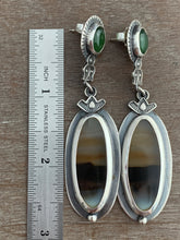 Load image into Gallery viewer, Montana agate and serpentine earrings