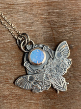 Load image into Gallery viewer, Moth pendant with light blue vintage Swarovski Crystal