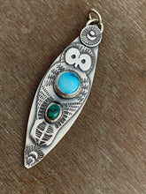 Load image into Gallery viewer, Owl pendant - Egyptian turquoise and chrysocholla