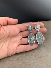 Load image into Gallery viewer, Our Lady of Guadalupe and moonstone earrings