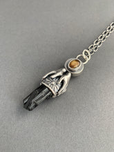 Load image into Gallery viewer, Rutilated quartz and black tourmaline crystal necklace