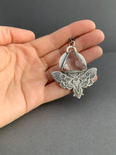 Load image into Gallery viewer, Moth pendant with vintage Swarovski Crystal prism