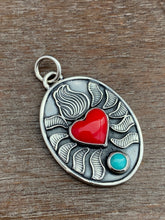 Load image into Gallery viewer, Rosarita and turquoise Sacred Heart Pendant