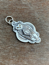 Load image into Gallery viewer, Sterling silver Owl pendant with diamond shape