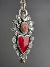 Load image into Gallery viewer, Red Roserita and Opal Sacred Heart Pendant