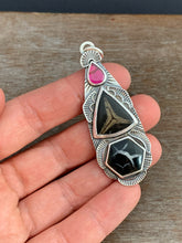 Load image into Gallery viewer, Mercedes concretion, Septarian concretion, and Garnet Shield pendant
