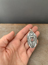 Load image into Gallery viewer, Owl pendant #6 - Pink Tourmaline and Rainbow Moonstone