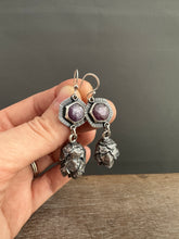 Load image into Gallery viewer, Sapphire and cedar cone earrings