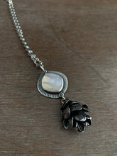 Load image into Gallery viewer, Cast cedar cone necklace with a moonstone