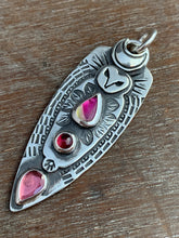 Load image into Gallery viewer, Owl pendant #4 Tourmaline, and garnets