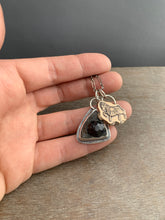 Load image into Gallery viewer, Garnet crystal formation in schist with bronze horse