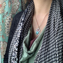 Load image into Gallery viewer, Turquoise and garnet Sacred Heart Pendant