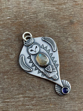 Load image into Gallery viewer, Owl pendant - labradorite and iolite