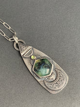 Load image into Gallery viewer, Aegean opal and peridot moon pendant