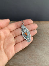 Load image into Gallery viewer, Owl pendant #4 - Hessonite Garnet and Amazonite