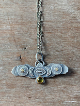 Load image into Gallery viewer, Owl pendant with tourmaline and gold accents