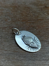 Load image into Gallery viewer, Sacred Heart Silver Charm Medium Oval