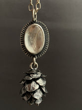 Load image into Gallery viewer, Cast cedar cone necklace with phantom Quartz
