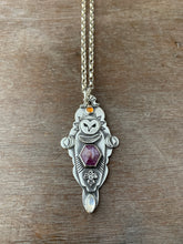 Load image into Gallery viewer, Owl pendant #10 - Ruby Citrine and Rainbow moonstone