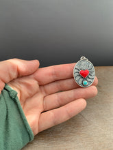 Load image into Gallery viewer, Rosarita and turquoise Sacred Heart Pendant