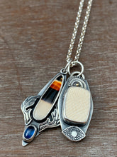 Load image into Gallery viewer, Fossilized Wooly Mammoth and Montana Agate Charm Set