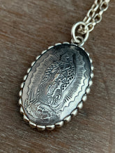 Load image into Gallery viewer, Blue sapphire and Our Lady of Guadalupe pendant