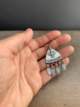 Load image into Gallery viewer, Sterling silver bird with dangly feathers pendant