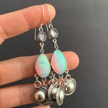 Load image into Gallery viewer, Man made Opal and Quartz earrings