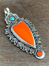 Load image into Gallery viewer, Roserita Turquoise and Carnelian sacred heart pendant