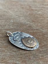 Load image into Gallery viewer, Sterling silver and bronze drop eye pendant