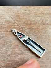 Load image into Gallery viewer, Silver Hummingbird skull and garnet