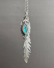 Load image into Gallery viewer, Cast Feather and Apatite Bird Charm