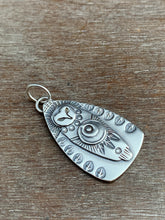Load image into Gallery viewer, Sterling silver Owl crescent moon pendant